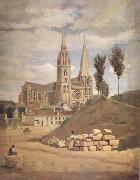 Jean Baptiste Camille  Corot La cathedrale de Chartres (mk11) USA oil painting reproduction